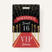 Personalisierter Red Carpet VIP Pass 16 . Geburtst Ausweis (Vorderseite)