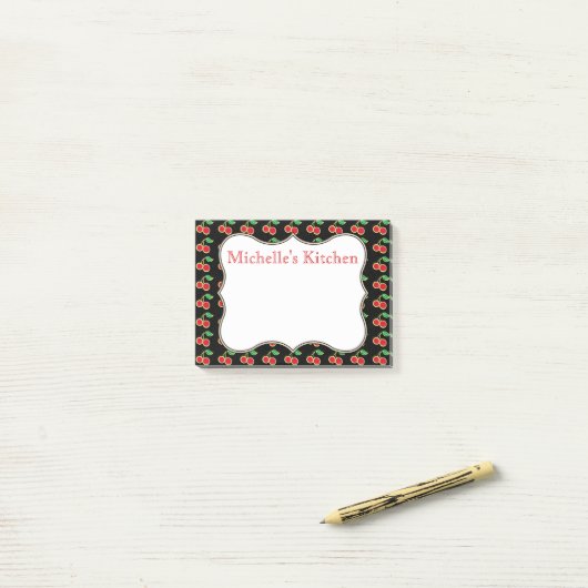 Personalisierter Red Cherry Post It Notes Post-it Klebezettel (Auf Schreibtisch)