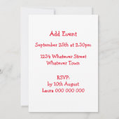 Personalisierter Red Double Decker Bus-Entwurf Einladung (Rückseite)