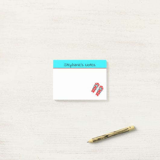 Personalisierter Red Flip Flops Summer Beach Post-it Klebezettel (Auf Schreibtisch)