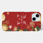 Personalisierter Red Gold Xmas Split Monogram Name Case-Mate iPhone Hülle (Rückseite (Horizontal))