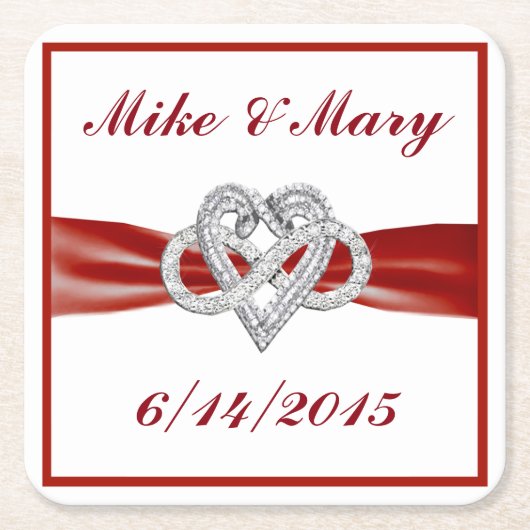 Personalisierter Red Infinity Heart Paper Unterset Rechteckiger Pappuntersetzer (Vorderseite)