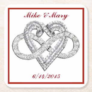 Personalisierter Red Infinity Heart Paper Unterset Rechteckiger Pappuntersetzer
