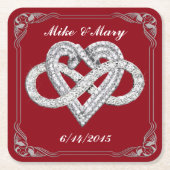 Personalisierter Red Infinity Heart Paper Unterset Rechteckiger Pappuntersetzer (Vorderseite)