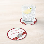 Personalisierter Red Infinity Heart Paper Unterset Runder Pappuntersetzer (Vor Ort)