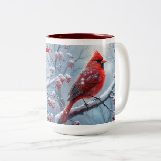 Personalisierter Red Kardinal Coffee Cup, Kardinal Zweifarbige Tasse (VorderseiteRechts)