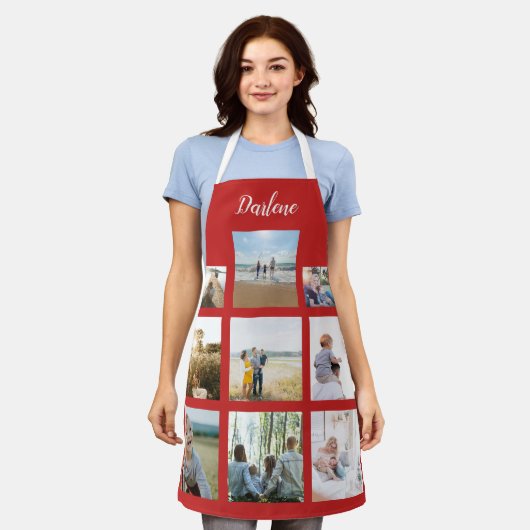 Personalisierter Red Name Foto Collage Custom Gift Schürze (Getragen)