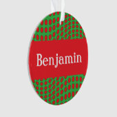 Personalisierter Red Polka Dot mit Namen Ornament (Vorderseite)