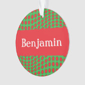 Personalisierter Red Polka Dot mit Namen Ornament (Vorderseite)