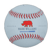 Personalisierter Red Rhino Player Baseball (Rückseite)