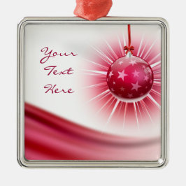 Personalisierter Red Ribbon Weihnachtsball-Ornamen Ornament Aus Metall