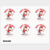 Personalisierter Red Snowcapped Happy Holidays Sno Runder Aufkleber (Blatt)