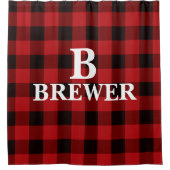 Personalisierter Red Tartan Duschvorhang (Vorderseite)