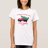 Personalisierter Red Truck Frohe Weihnachtsfamilie T-Shirt (Vorderseite)