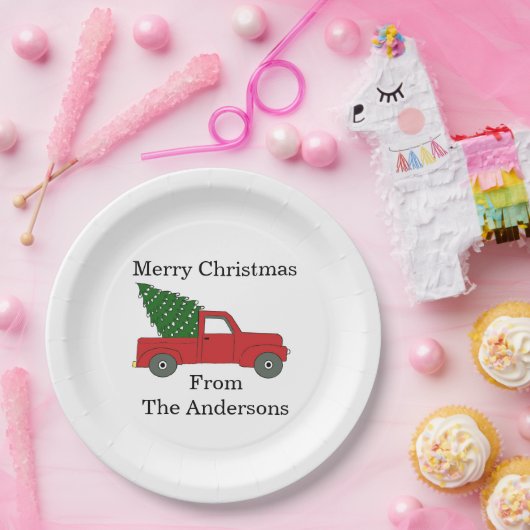 Personalisierter "Red Truck" Pappteller (Party)