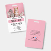 Personalisierter Red White Service Hund Ausweis (Vorder- & Rückseite)