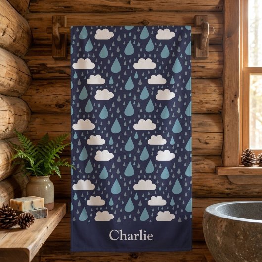 Personalisierter Regen und Wolken Badehandtuch