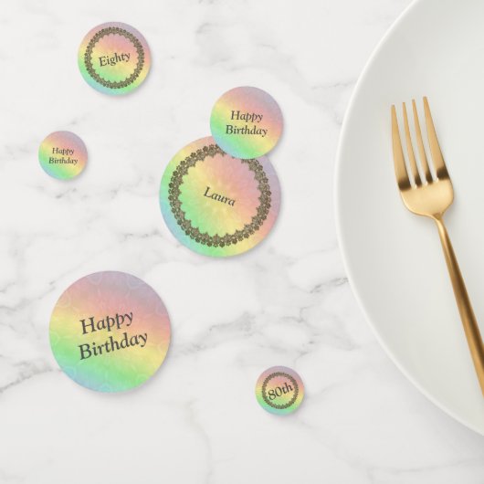 Personalisierter Regenbogen 80. Geburtstag Konfetti (Gruppe)