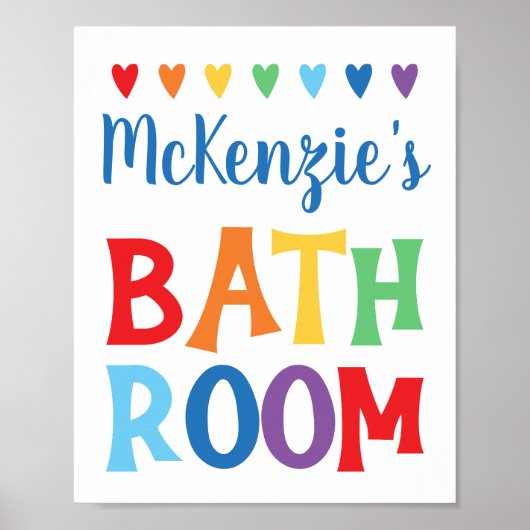 Personalisierter Regenbogen Badezimmer Wand Kunst (Vorne)