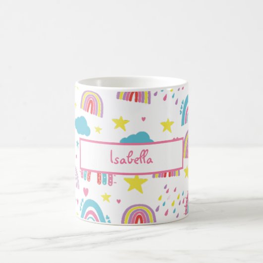 Personalisierter Regenbogen-Becher für Mädchen mit Kaffeetasse (Mittel)