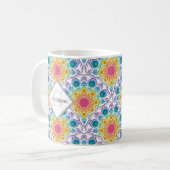 Personalisierter Regenbogen Blumen Fossilienmuseum Kaffeetasse (Vorderseite Links)