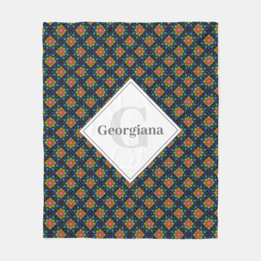 Personalisierter Regenbogen Blumenstrauß Fossilien Fleecedecke (Vorderseite)