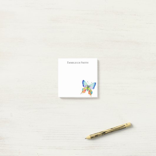 Personalisierter Regenbogen Butterfly Post It Note Post-it Klebezettel (Auf Schreibtisch)