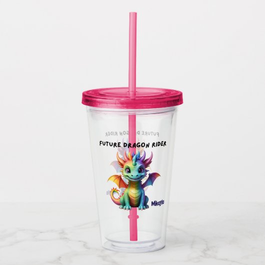 Personalisierter Regenbogen-Drache Acryltrinkbecher (Vorderseite)