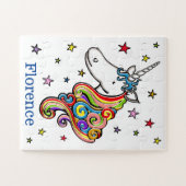 Personalisierter Regenbogen Einhorn Grosses Stückp Puzzle (Horizontal)