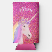 Personalisierter Regenbogen Einhorn Rosa Glitzer G Selters Dosenkühler (Rückseite)