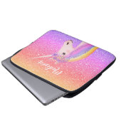 Personalisierter Regenbogen Einhorn Rosa Glitzer Laptopschutzhülle (Vorne Knopf)