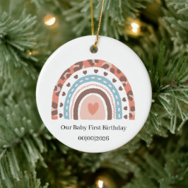 Personalisierter Regenbogen-Geburtstag Keramik Ornament