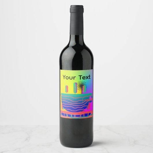 Personalisierter Regenbogen Geo-Kaffeebecher Weinetikett (Vorderseite)