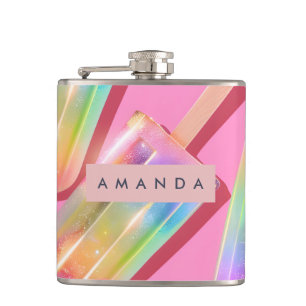 Personalisierter Regenbogen Glitter-Eis am Stiel T Flachmann