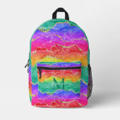 Personalisierter Regenbogen-Glitzer Gold Agate Bedruckter Rucksack (Vorderseite)