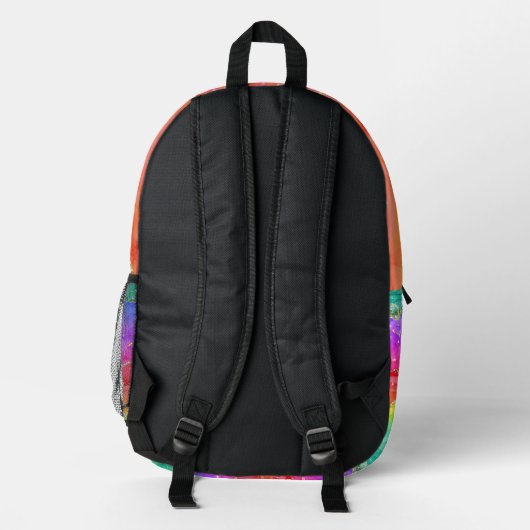 Personalisierter Regenbogen-Glitzer Gold Agate Bedruckter Rucksack (Rückseite)