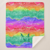 Personalisierter Regenbogen-Glitzer Gold Agate Sherpadecke (Vorderseite)