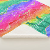 Personalisierter Regenbogen-Glitzer Gold Agate Sherpadecke (3/4)