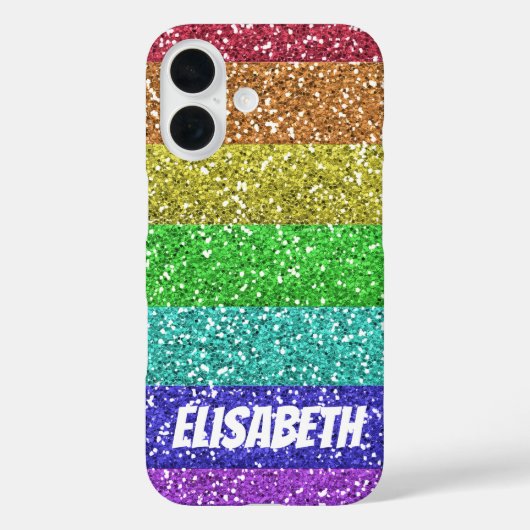 Personalisierter Regenbogen-Glitzer Streifen Case-Mate iPhone Hülle (Rückseite)