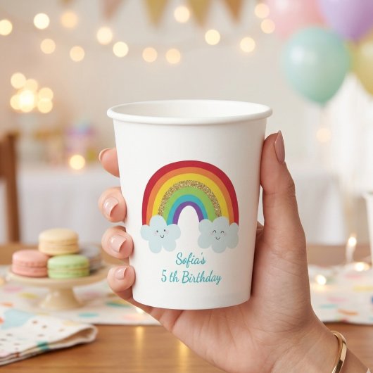 Personalisierter Regenbogen Kinder Geburtstag Benu Pappbecher