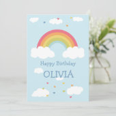Personalisierter Regenbogen Kinder Happy Birthday Dankeskarte (Stehend Vorderseite)