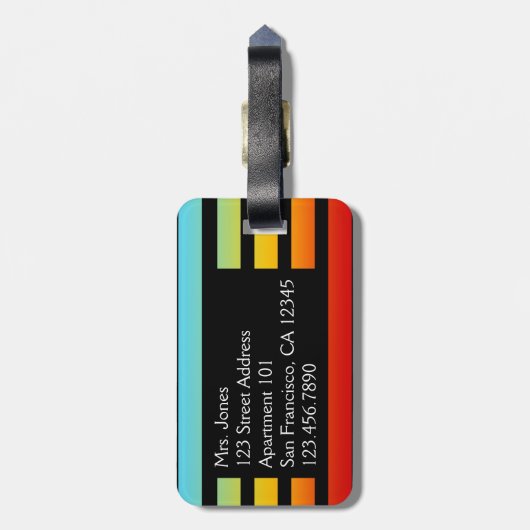 Personalisierter Regenbogen-Marker Gepäckanhänger (Rückseite vertikal)