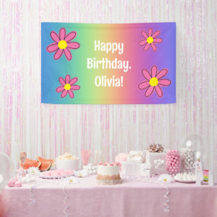 Personalisierter Regenbogen mit Blume Banner