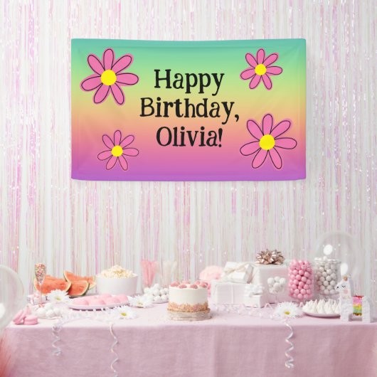 Personalisierter Regenbogen mit Blume Banner (Party)