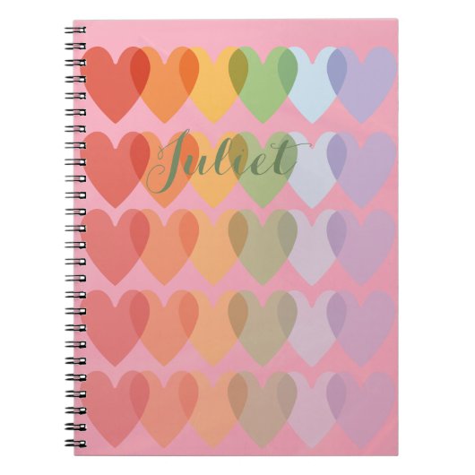 Personalisierter Regenbogen mit Niedlichen Hearts Notizblock (Vorderseite)