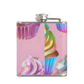 Personalisierter Regenbogen-Pastell-Cupcake mit Gl Flachmann (Rückseite)