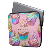 Personalisierter Regenbogen-Pastell-Cupcake mit Gl Laptopschutzhülle (Vorderseite Links)