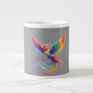 Personalisierter Regenbogen Phönix Name Geburtsdat Jumbo-Tasse