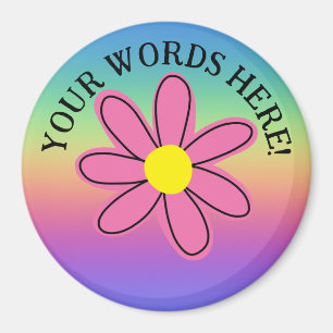 Personalisierter Regenbogen Rosa Blume Magnet