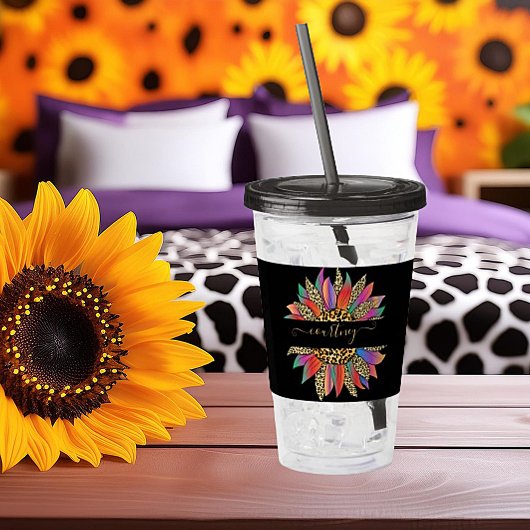 Personalisierter Regenbogen- und Leoparddruck Acryltrinkbecher